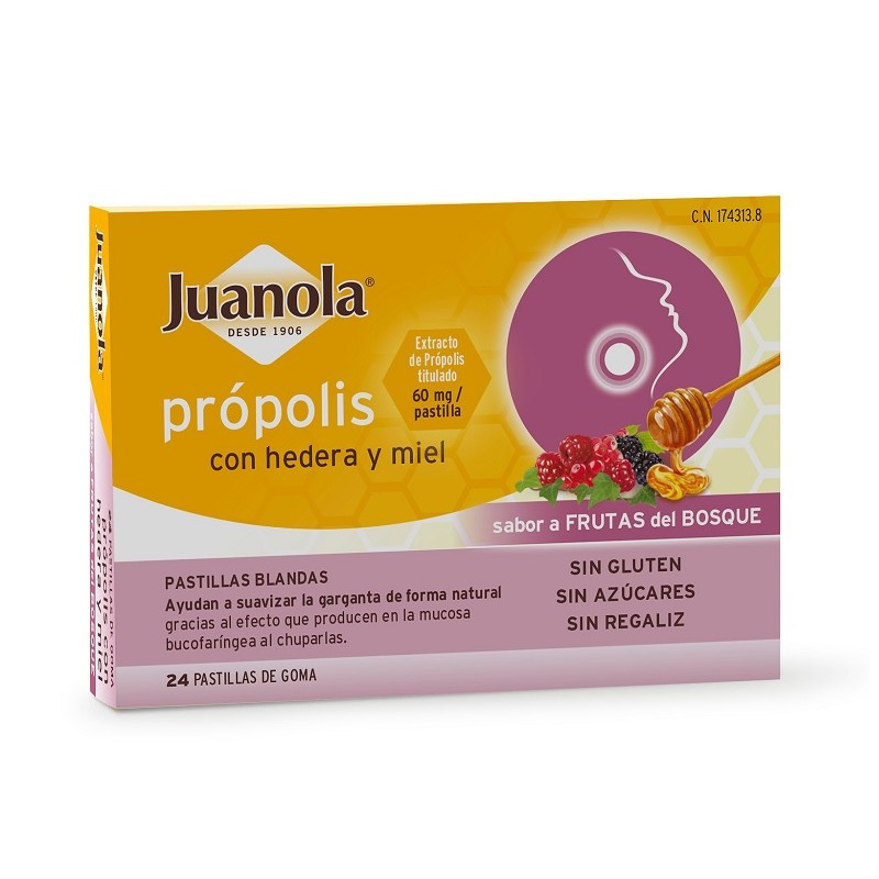 JUANOLA PRÓPOLIS HEDERA SABOR FRUTAS DEL BOSQUE 24 PASTILLAS