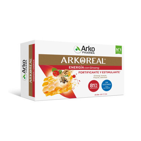 ARKOPHARMA ARKOREAL JALEA REAL ENERGÍA SIN AZÚCAR 20 AMPOLLAS