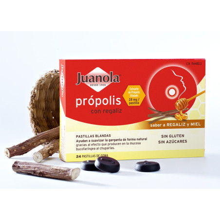 JUANOLA PRÓPOLIS SABOR REGALIZ Y MIEL 24 PASTILLAS