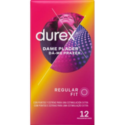 DUREX DAME PLACER 12 PRESERVATIVOS CON PUNTOS Y ESTRÍAS