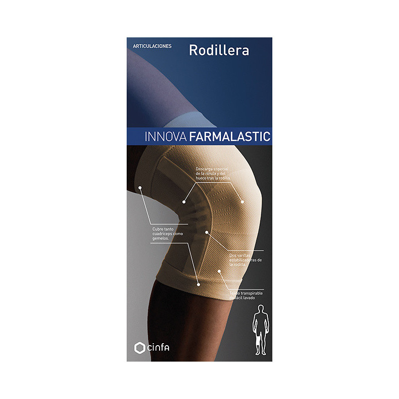 FARMALASTIC INNOVA RODILLERA COLOR BEIGE TALLA M, 1UD CONTORNO RODILLA 34-37CM